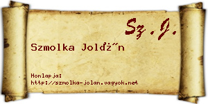 Szmolka Jolán névjegykártya